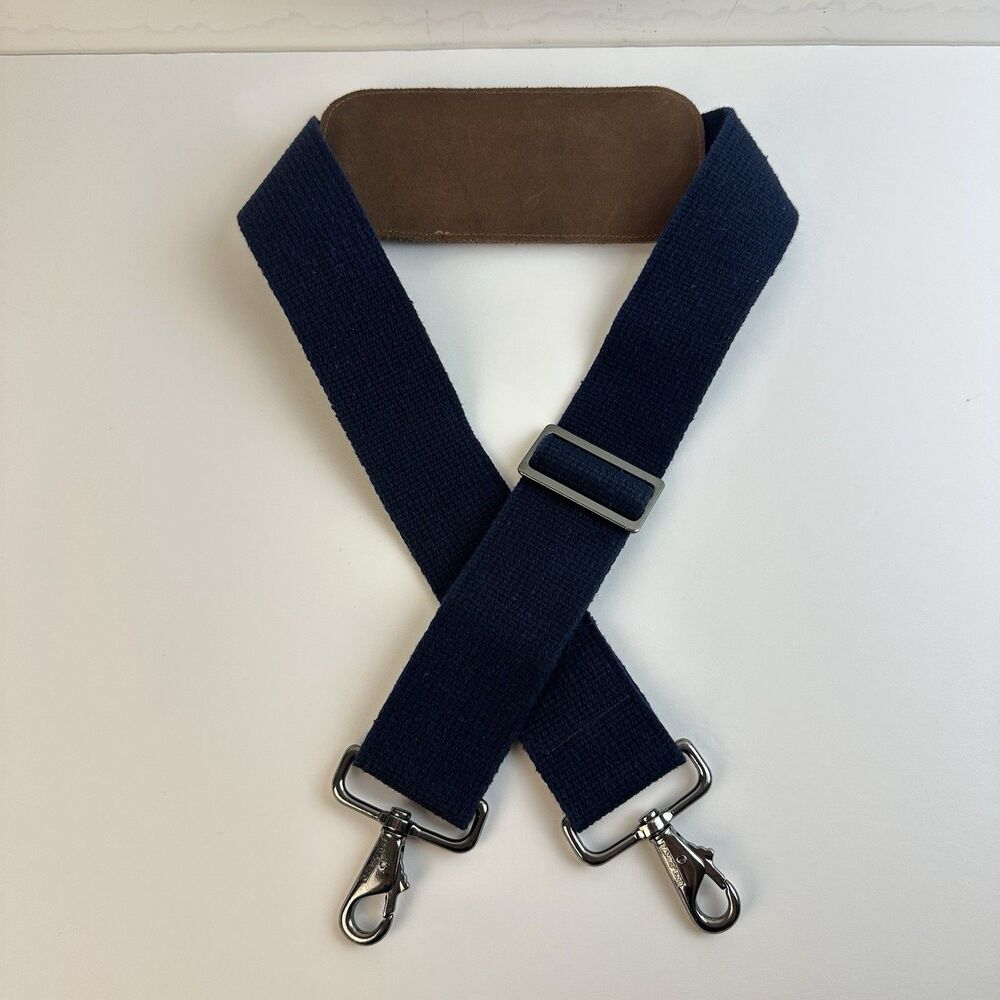 Lands End Navy Blue Replacement Bag Shoulder Strap Brown Leather Luggage Duffle
